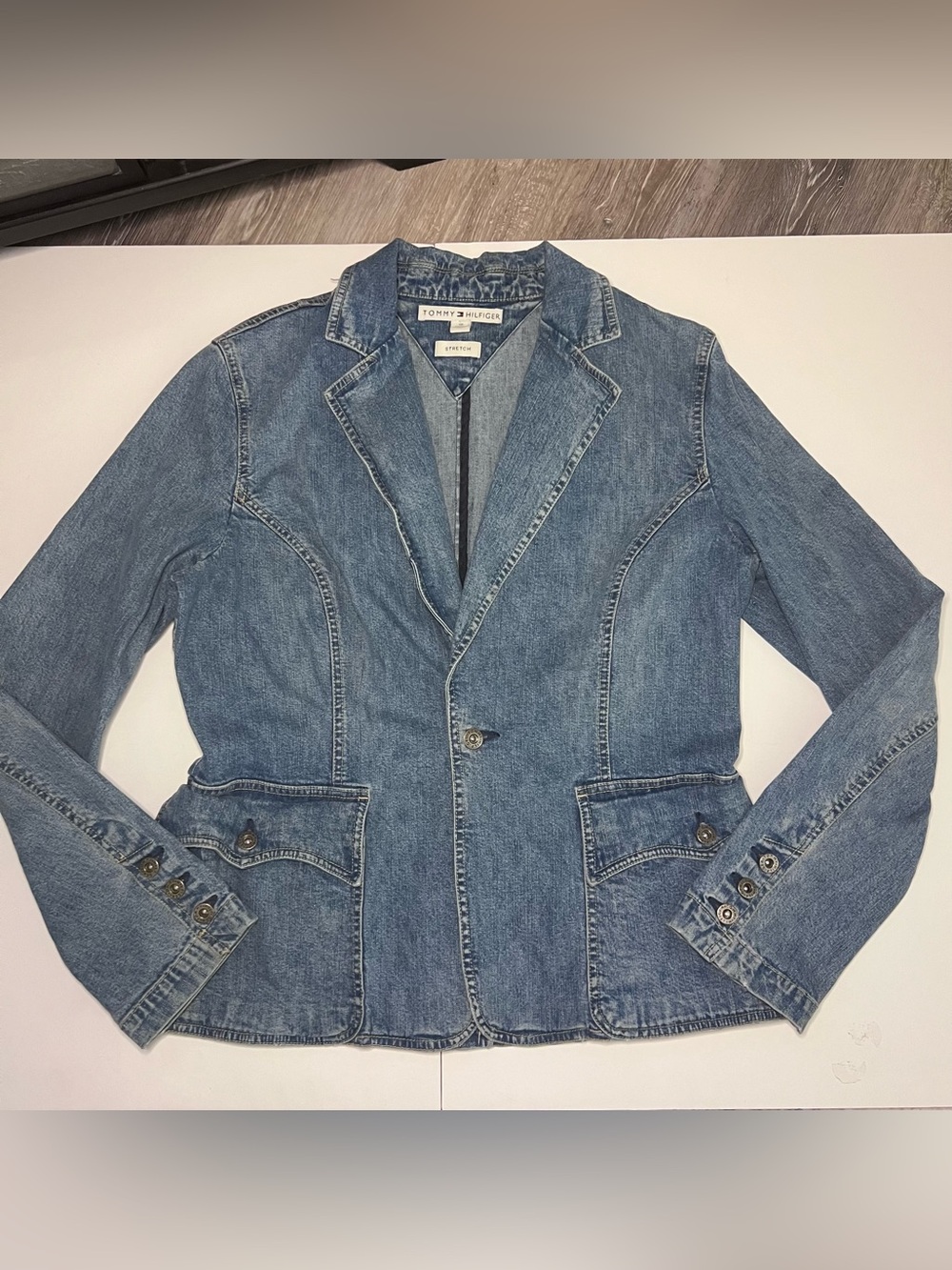 Vintage Y2K 2003 Tommy Hilfiger Tailored Denim Blazer Jacket - Women’s Size 10